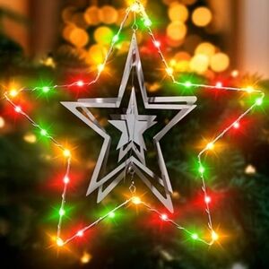 Hepside 2 Pack Christmas Window Star Lights Decorations Battery Operated w/Timer